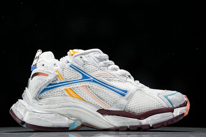 Worn-Out Orange Blue Yellow Runner Sneakers