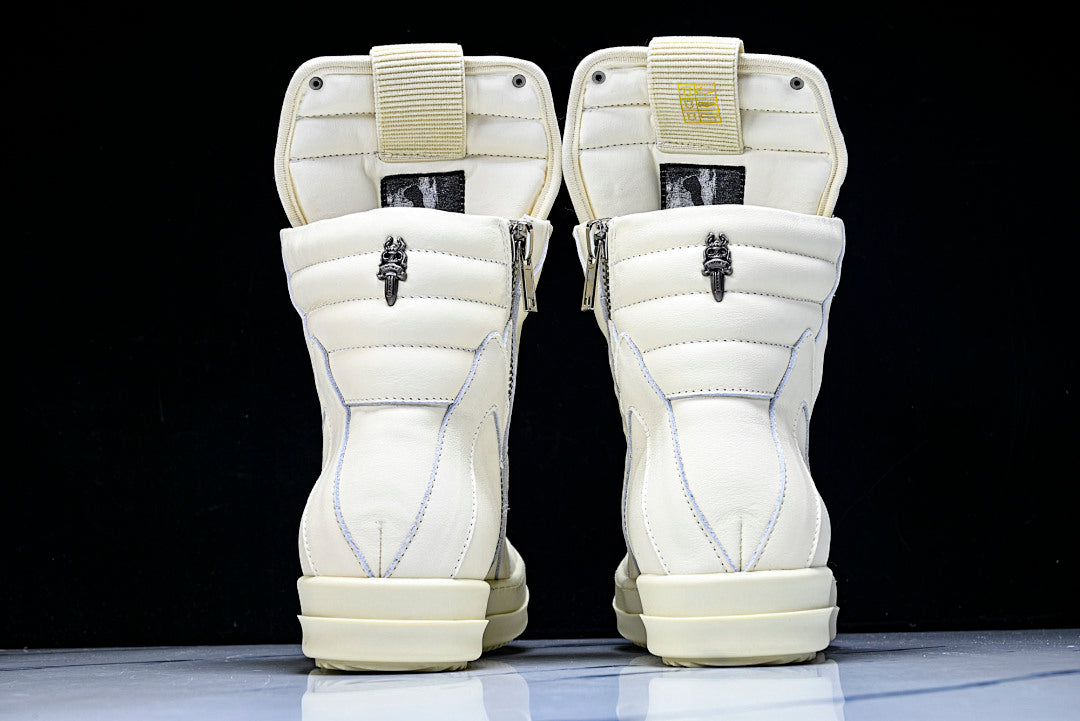 High Top Geobasket x CH White Leather Shoes