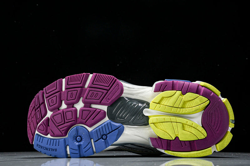 Worn-Out White Purple Blue Runner Sneakers