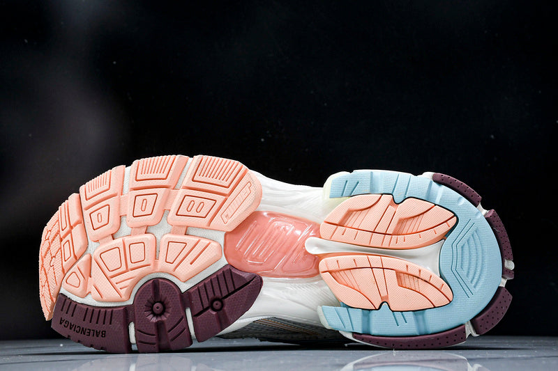 Worn-Out White Blue Pink Runner Sneakers