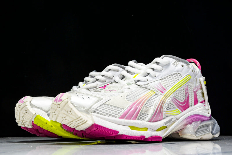 Neon Pink & Yellow White Runner Sneakers