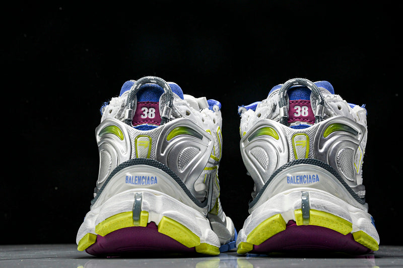 Worn-Out White Purple Blue Runner Sneakers