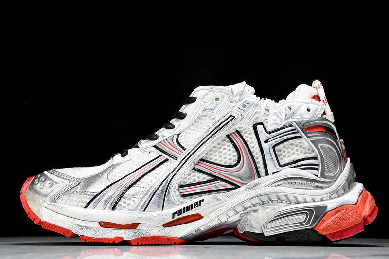 Red White Silver Runner Sneakers