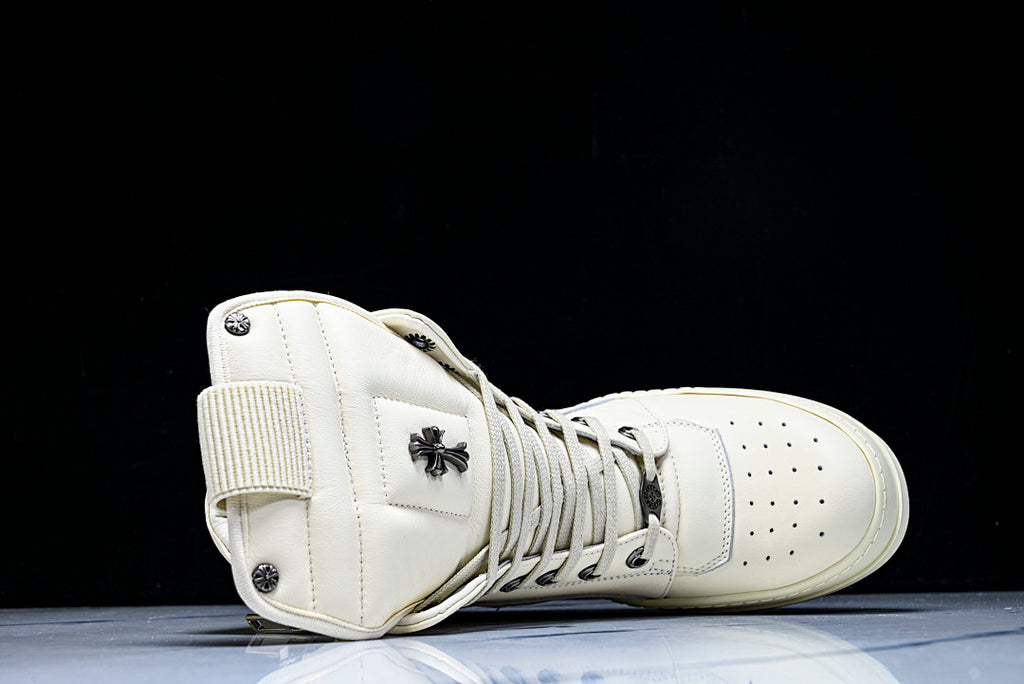 High Top Geobasket x CH White Leather Shoes