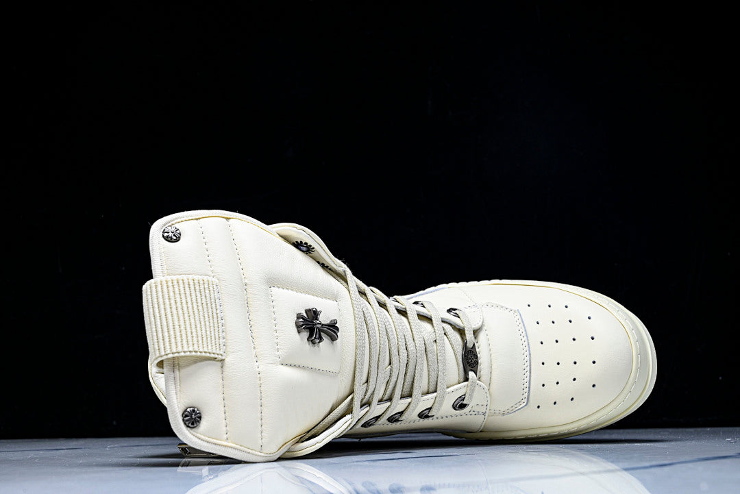 High Top Geobasket x CH White Leather Shoes