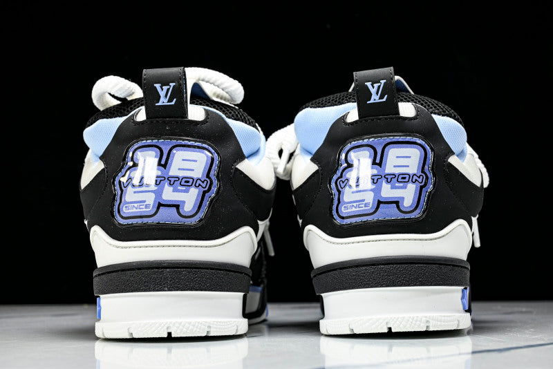 Baby Blue Black & White Skate Sneakers