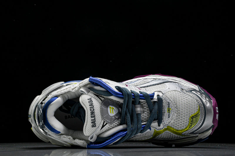 Worn-Out White Purple Blue Runner Sneakers