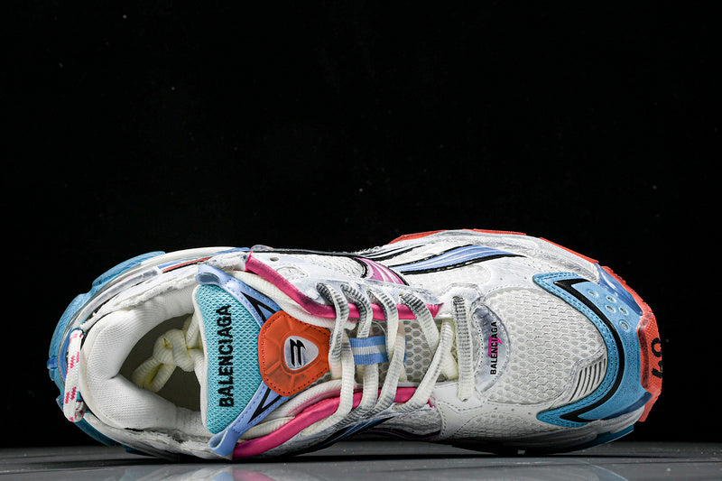 Worn-Out Orange Blue Pink Runner Sneakers