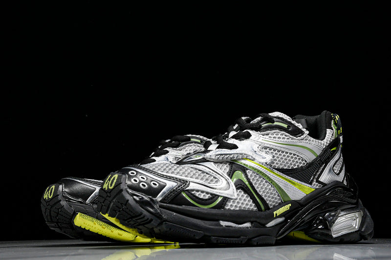 Silver Black Neon Green Runner Sneakers