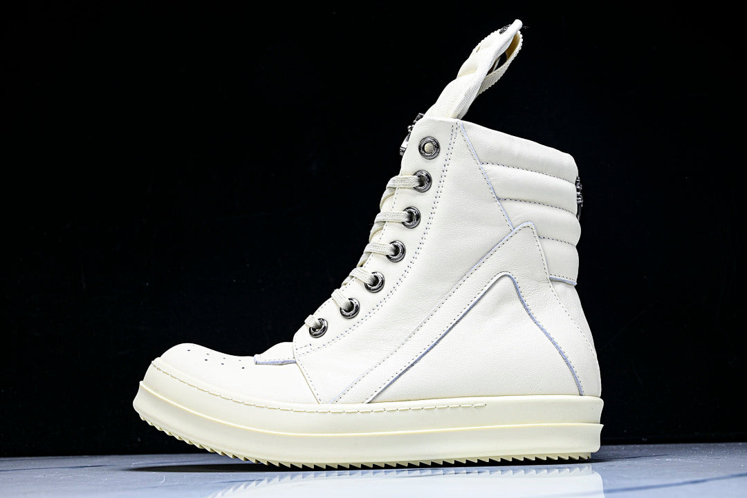 High Top Geobasket x CH White Leather Shoes