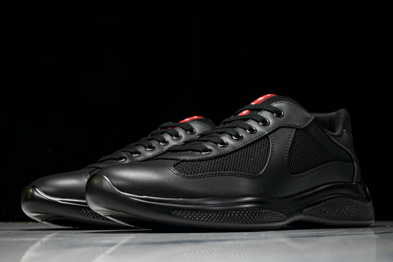 Black Leather Cup Sneakers