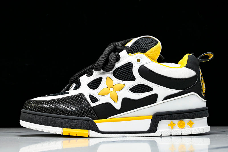 Black Yellow & White Skate Sneakers