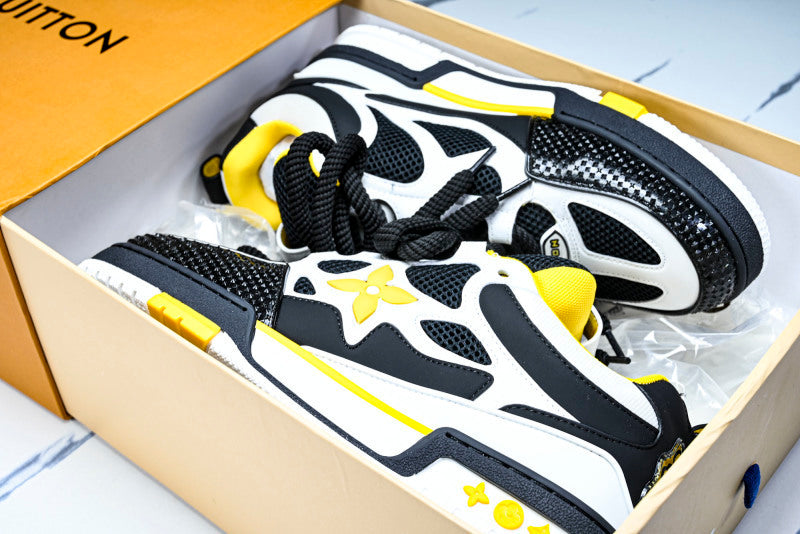 Black Yellow & White Skate Sneakers