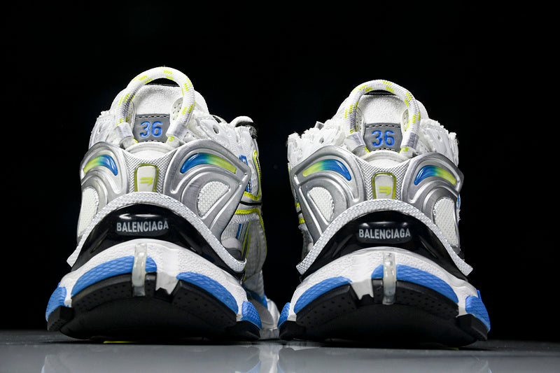 Grey Blue Neon Yellow Runner Sneakers