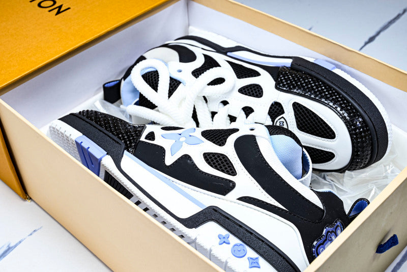 Baby Blue Black & White Skate Sneakers