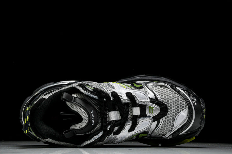 Worn-Out Silver Neon Yellow Runner Sneakers
