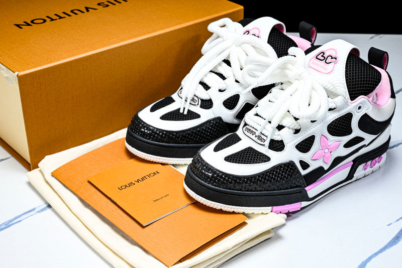 Pink Black & White Skate Sneakers