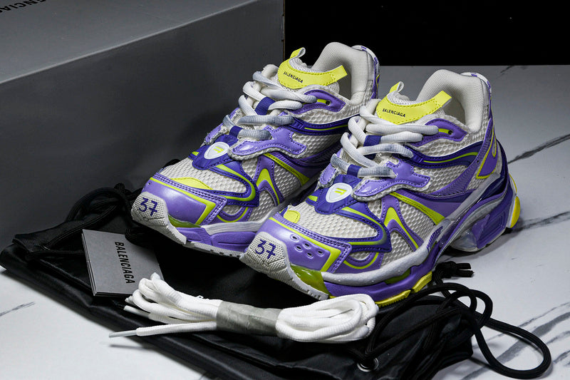 Purple White Neon Yellow Runner Sneakers