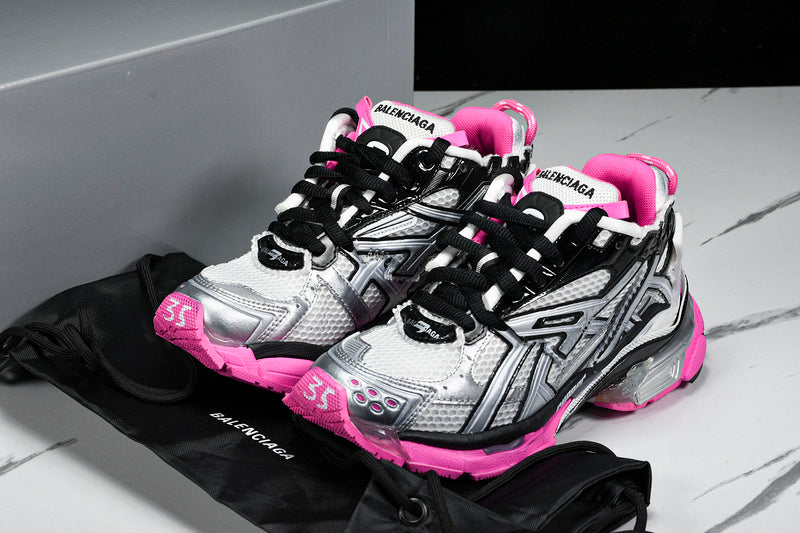 Silver Pink Black Runner Sneakers