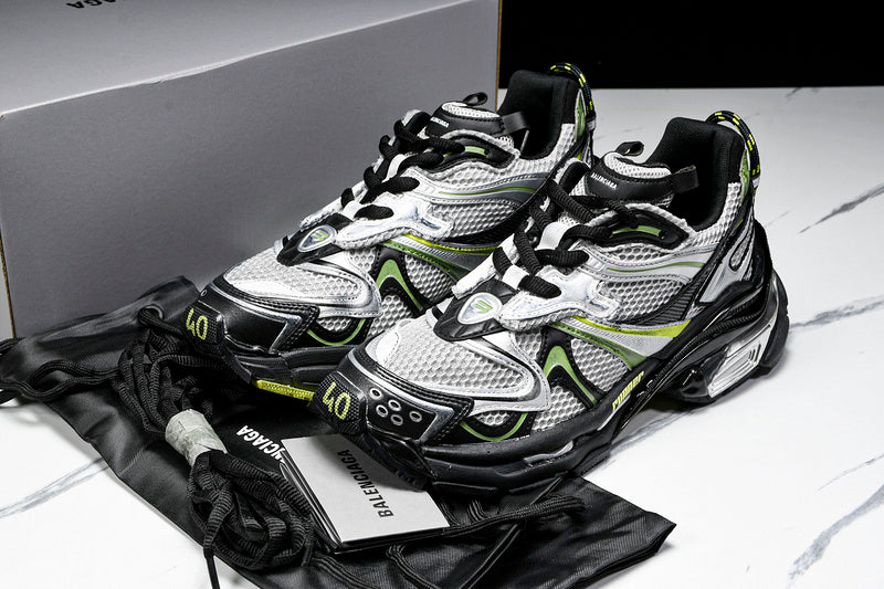 Silver Black Neon Green Runner Sneakers
