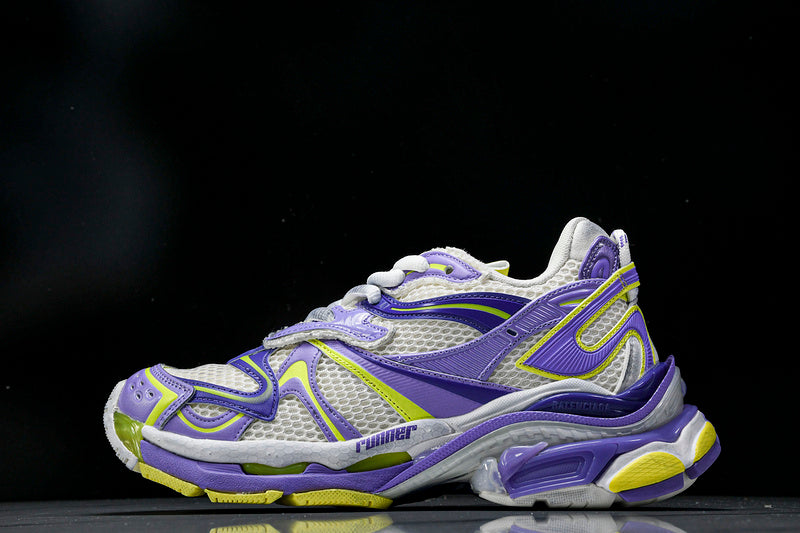 Purple White Neon Yellow Runner Sneakers