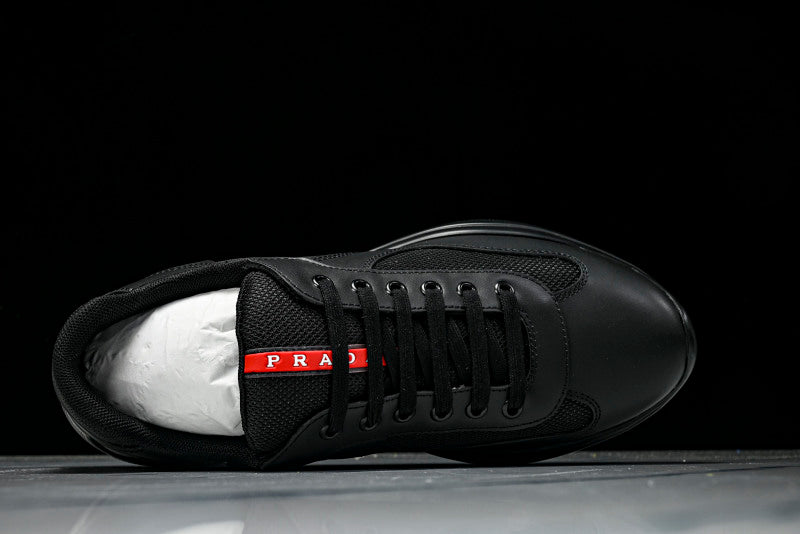 Black Leather Cup Sneakers