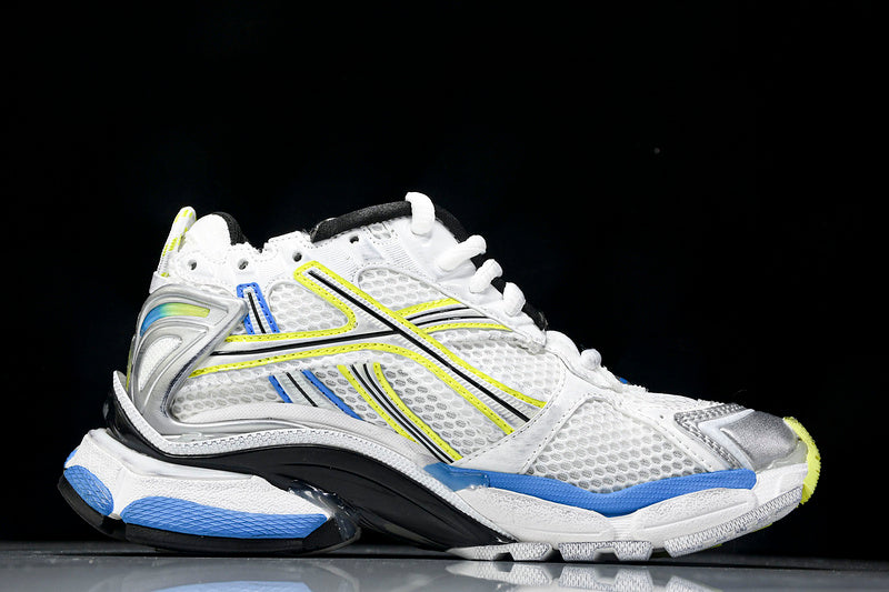 Grey Blue Neon Yellow Runner Sneakers