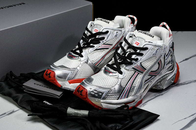 Red White Silver Runner Sneakers