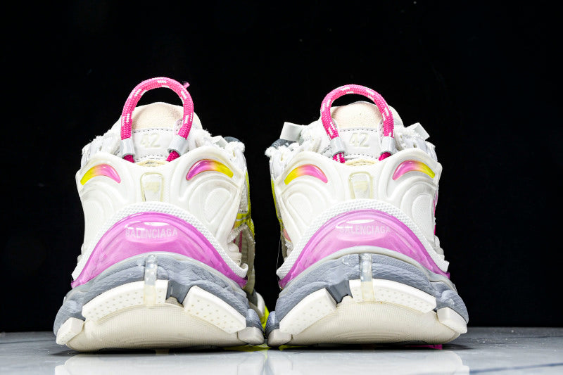 Neon Pink & Yellow White Runner Sneakers