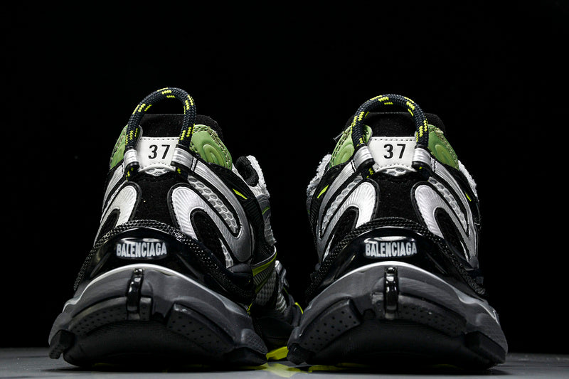 Worn-Out Silver Neon Yellow Runner Sneakers