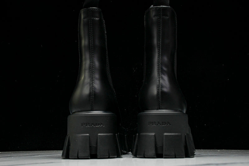Monolith Black Brushed Leather Boots