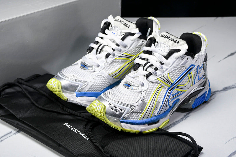 Grey Blue Neon Yellow Runner Sneakers