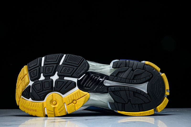 Metallic Silver Blue & Yellow Runner Sneakers
