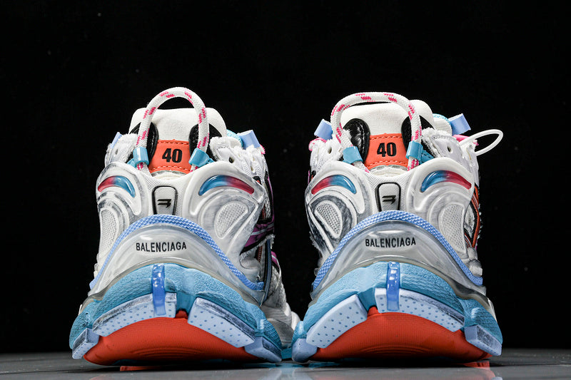 Worn-Out Orange Blue Pink Runner Sneakers