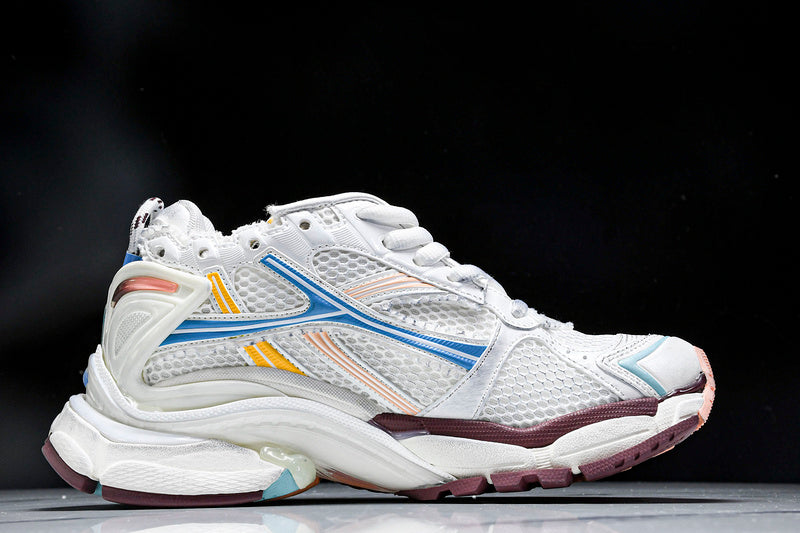 Worn-Out White Blue Pink Runner Sneakers
