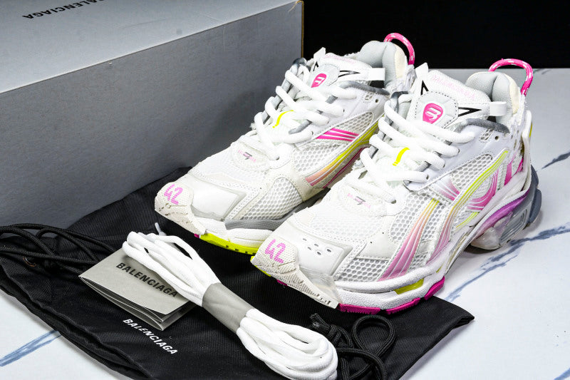 Neon Pink & Yellow White Runner Sneakers