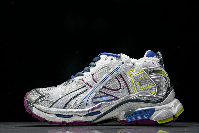 Worn-Out White Purple Blue Runner Sneakers