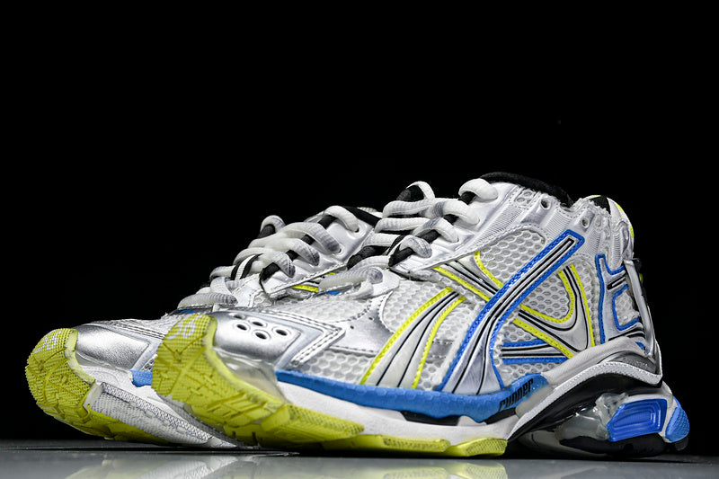 Grey Blue Neon Yellow Runner Sneakers