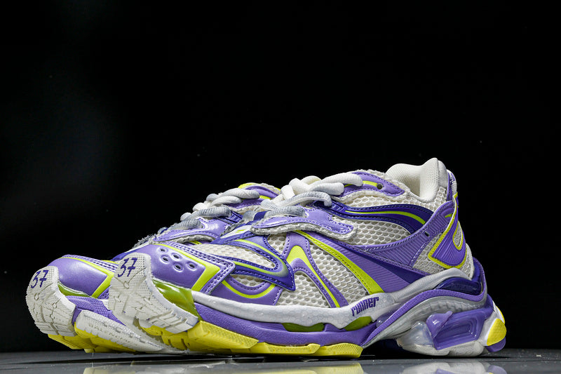 Purple White Neon Yellow Runner Sneakers