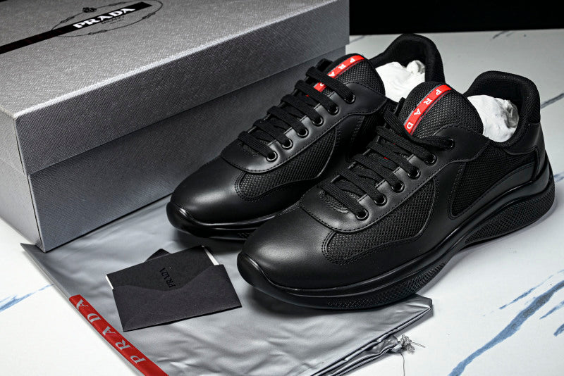 Black Leather Cup Sneakers