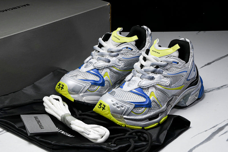 White Yellow Blue Runner Sneakers