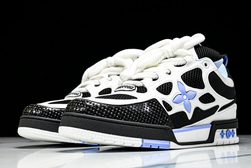 Baby Blue Black & White Skate Sneakers
