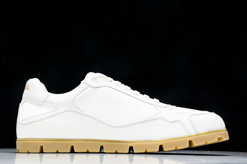 White & Beige Low-Top Sneakers