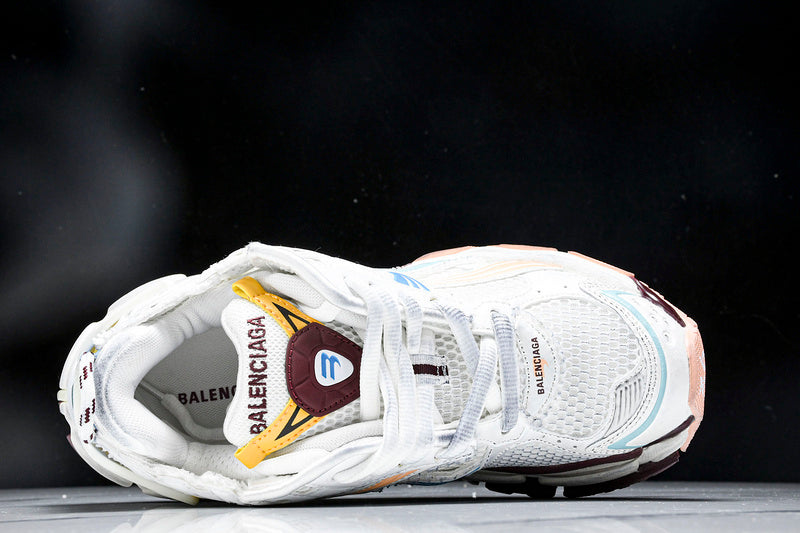 Worn-Out White Blue Pink Runner Sneakers