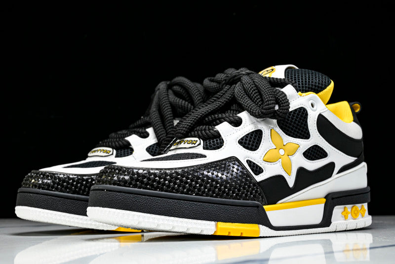 Black Yellow & White Skate Sneakers