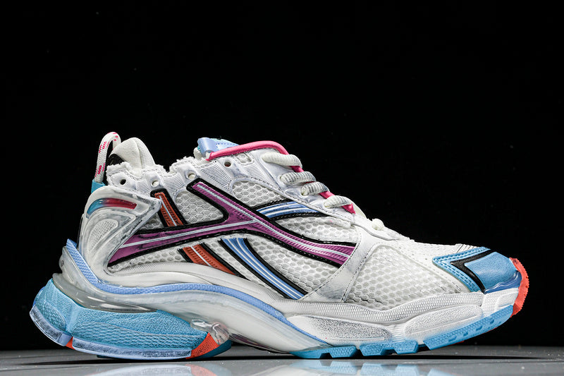 Worn-Out Orange Blue Pink Runner Sneakers