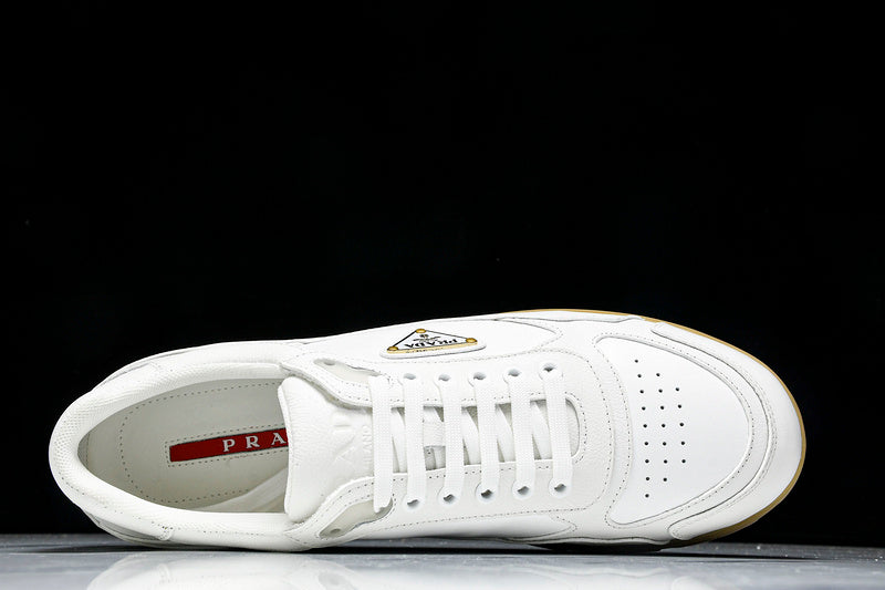 White & Beige Low-Top Sneakers