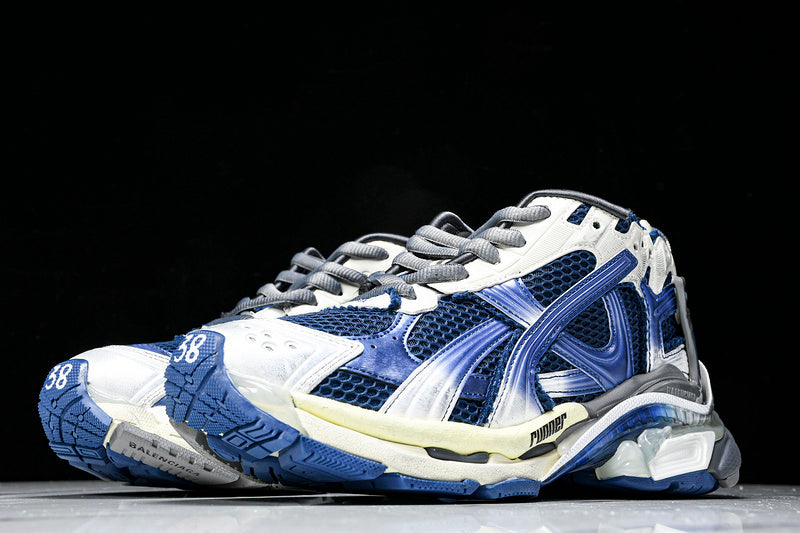 Gradient White Navy Grey Runner Sneakers