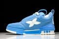 Sky Blue Leather White Flower Skate Sneakers