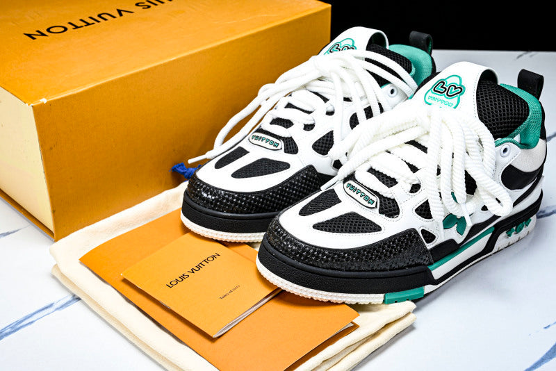 Mint Green Black & White Skate Sneakers